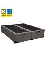 Cama Box Baú King Bipartido Sintético Cama Cinza 192x203x45cm