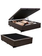 Cama Box Baú Casal Sintético Cama Marrom 138x188x45cm