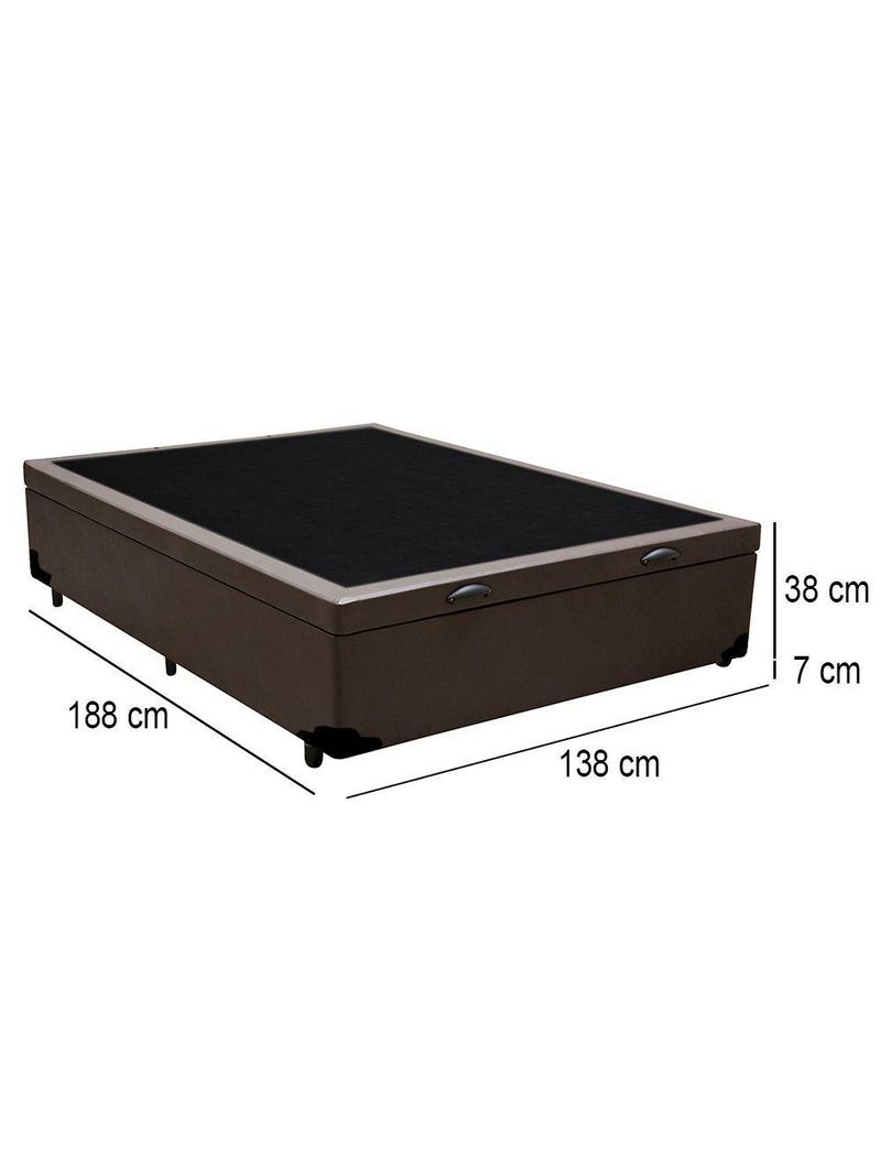 Cama Box Baú Casal Sintético Cama Marrom 138x188x45cm