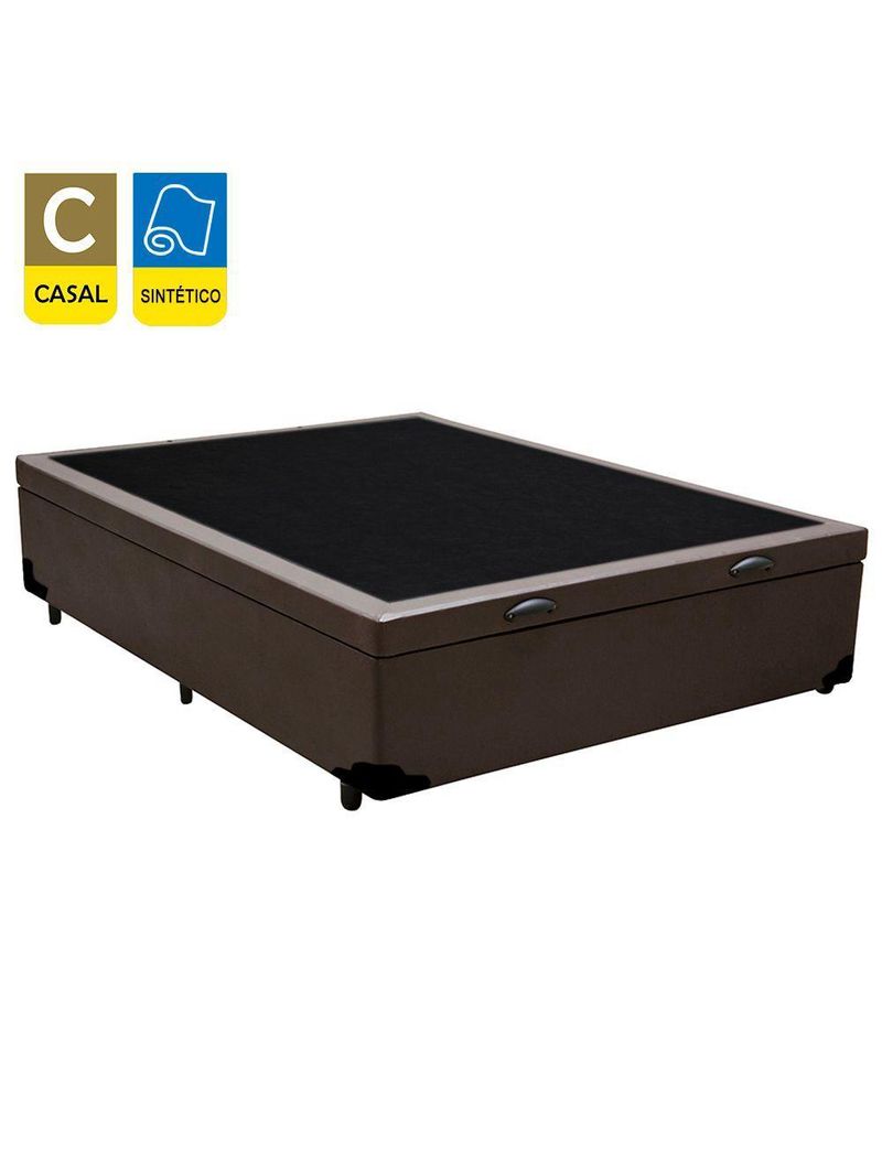 Cama Box Baú Casal Sintético Cama Marrom 138x188x45cm