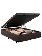 Cama Box Baú Casal Sintético Cama Marrom 138x188x45cm