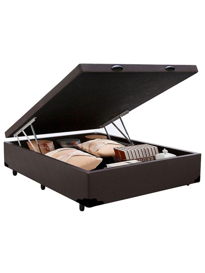 Cama Box Baú Casal Sintético Cama Marrom 138x188x45cm