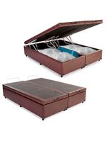 Cama Box Baú King Bipartido Sintético Cama Marrom 192x203x45cm