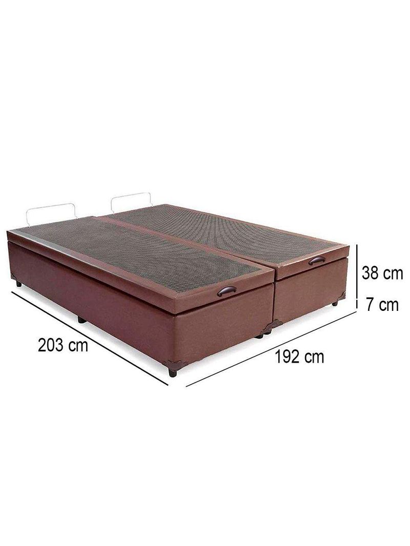 Cama Box Baú King Bipartido Sintético Cama Marrom 192x203x45cm