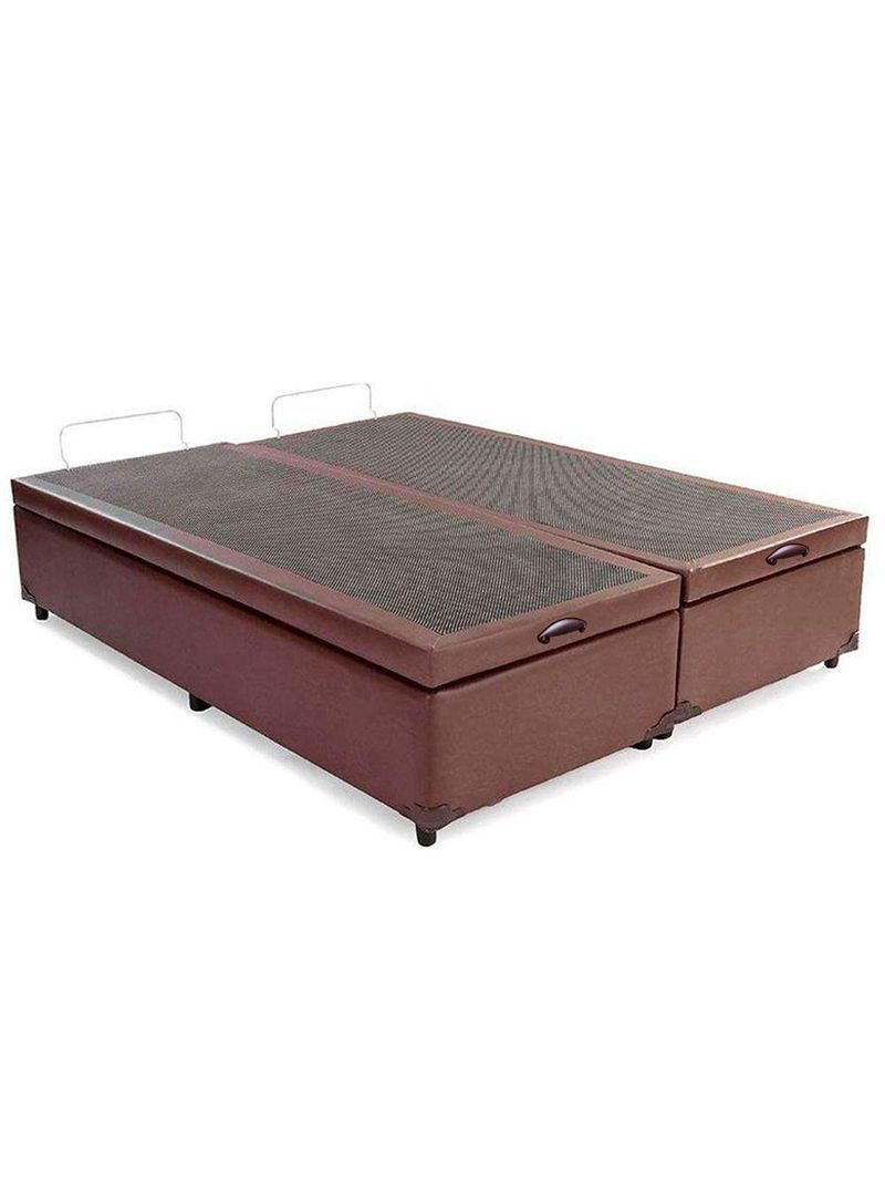 Cama Box Baú King Bipartido Sintético Cama Marrom 192x203x45cm
