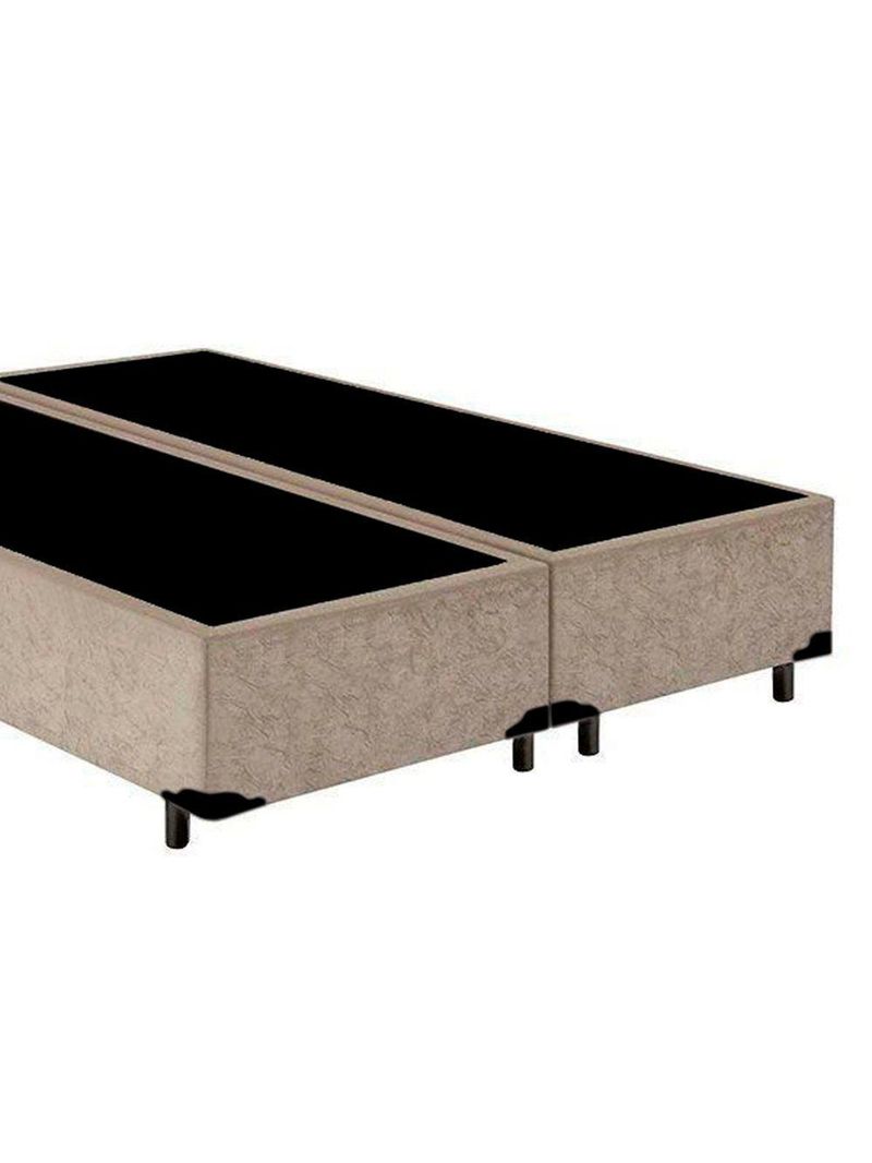 Cama Box Queen Bipartido Suede Cama Bege 158x198x42cm