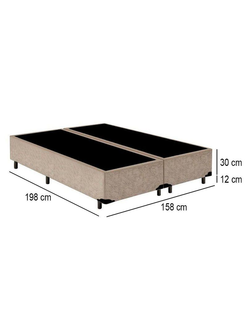 Cama Box Queen Bipartido Suede Cama Bege 158x198x42cm