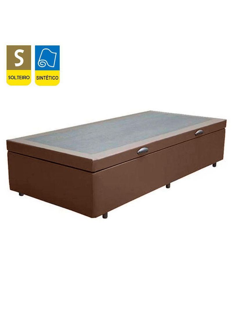 Cama Box Baú Solteiro Sintético Cama Marrom 88x188x45cm