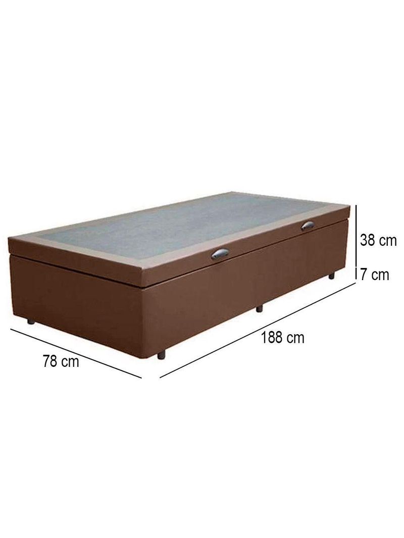 Cama Box Baú Solteiro Sintético Cama Marrom 88x188x45cm