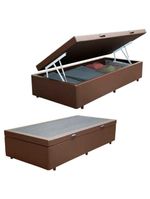Cama Box Baú Solteiro Sintético Cama Marrom 88x188x45cm