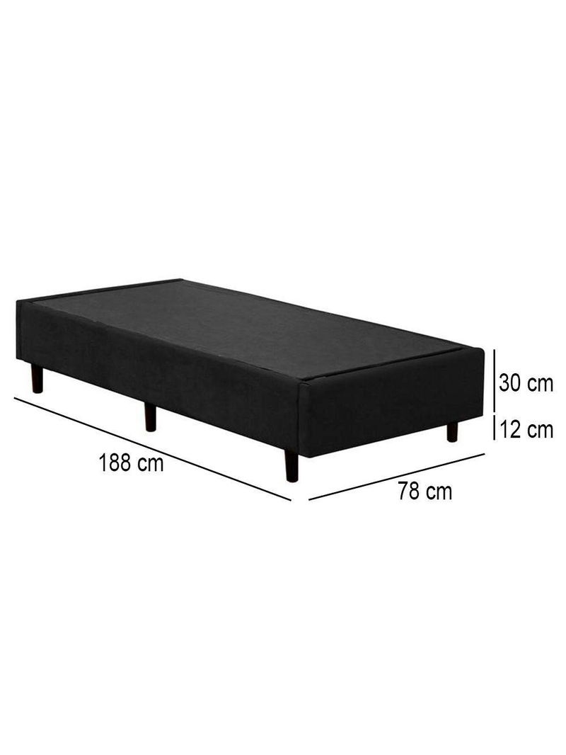 Cama Box Solteiro Suede Cama Preto 88x188x42cm