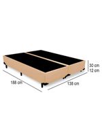 Cama Box Casal Bipartido Sintético Cama Bege 138x188x42cm