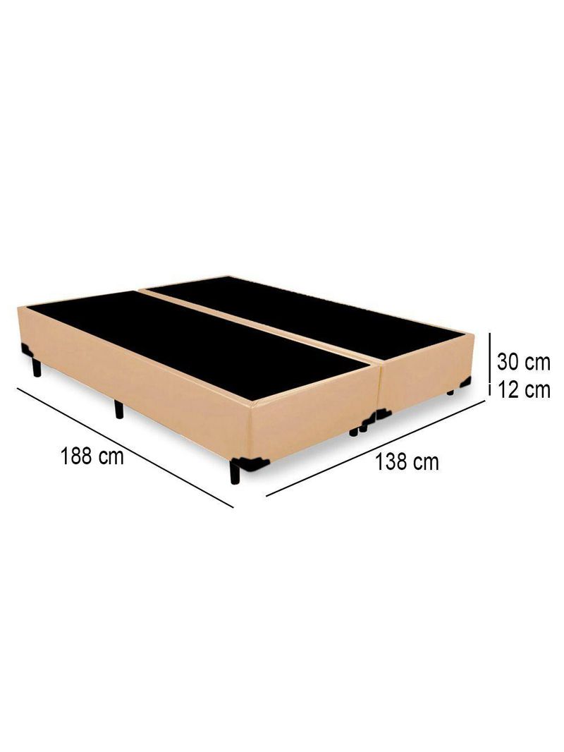 Cama Box Casal Bipartido Sintético Cama Bege 138x188x42cm