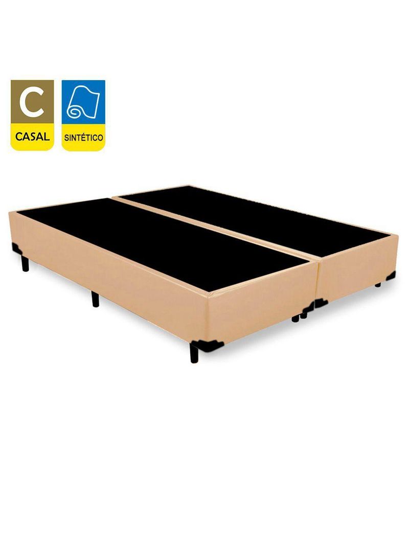 Cama Box Casal Bipartido Sintético Cama Bege 138x188x42cm