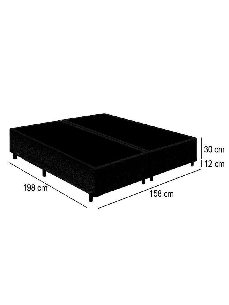 Cama Box Queen Bipartido Suede Cama Preto 158x198x42cm