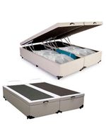 Cama Box Baú Casal Bipartido Sintético Cama Branco 138x188x45cm