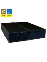 Cama Box Baú Casal Bipartido Suede Cama Preto 138x188x45cm