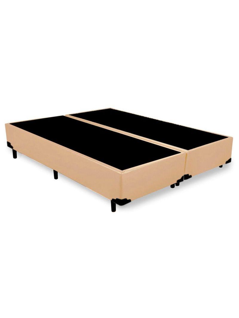 Cama Box Casal Bipartido Sintético Cama Bege 138x188x42cm