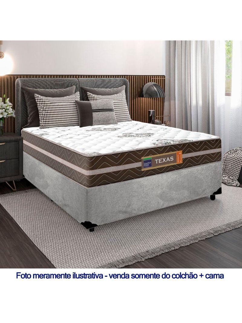 Cama Box Casal Suede Colchão Molas Ensacadas Colchões 138cm Suporta Até 120 Kg Por Pessoa Cor:cinza