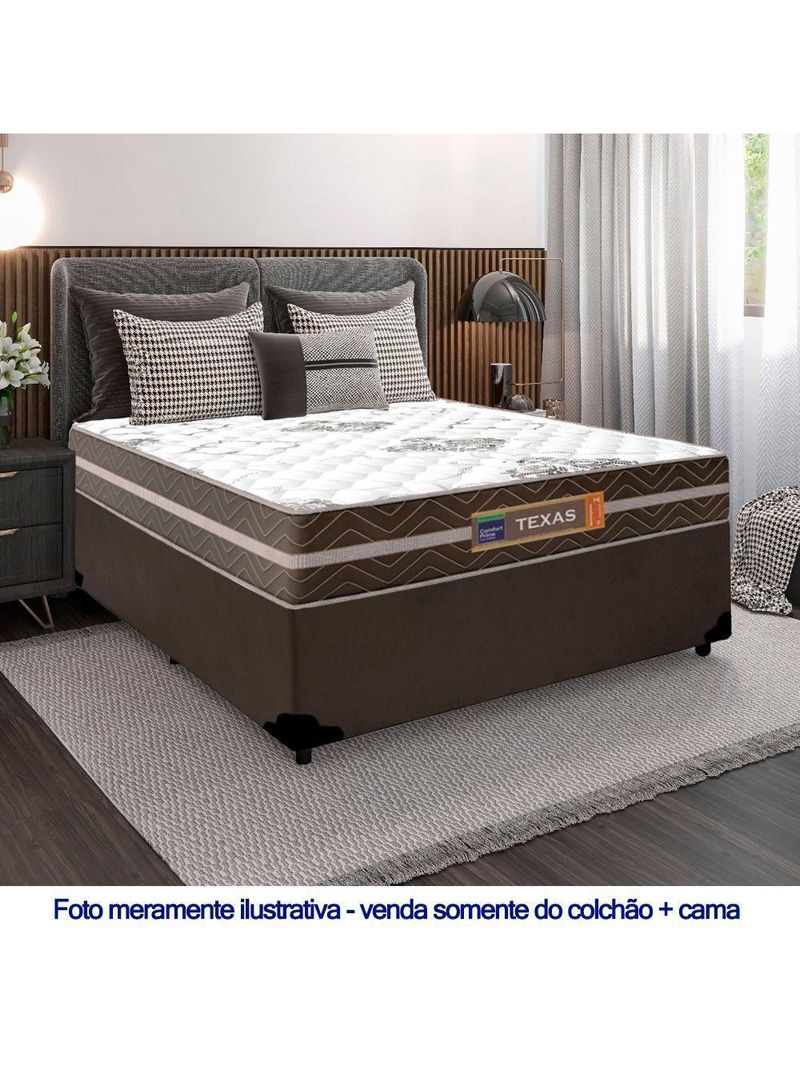Cama Box Casal Sintético Colchão Molas Ensacadas Colchões 138cm Marrom Suporta Até 120 Kg Por Pessoa