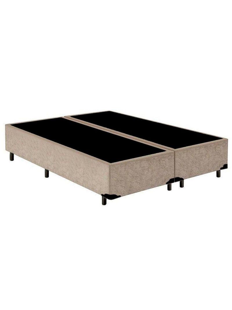 Cama Box Casal Bipartido Suede Cama Bege 138x188x42cm