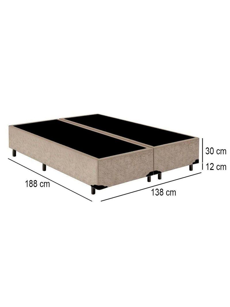 Cama Box Casal Bipartido Suede Cama Bege 138x188x42cm