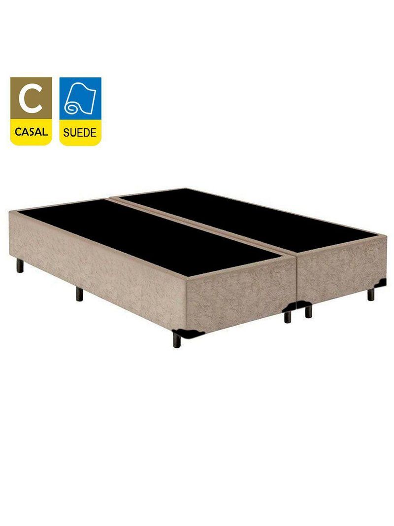 Cama Box Casal Bipartido Suede Cama Bege 138x188x42cm