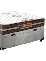 Cama Box Baú Casal Suede + Colchão Molas Ensacadas Texas Colchões 138x188x67cm Cinza