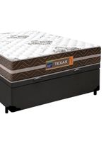 Cama Box Baú Casal Sintético + Colchão Molas Ensacadas Texas Colchões 138cm Cinza - Suporta Até 120 Kg Por Pessoa