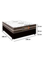 Cama Box Casal Sintético Colchão Molas Ensacadas Colchões 138cm Suporta Até 120 Kg Por Pessoa preto