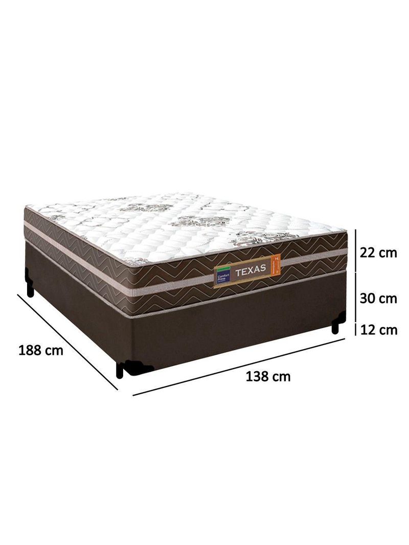 Cama Box Casal Sintético Colchão Molas Ensacadas Colchões 138cm Marrom Suporta Até 120 Kg Por Pessoa