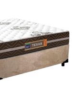 Cama Box Casal Suede + Colchão Molas Ensacadas Texas Colchões 138x188x64cm Cor:bege