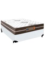 Cama Box Casal Sintético + Colchão Molas Ensacadas Texas Colchões 138x188x64cm Branco