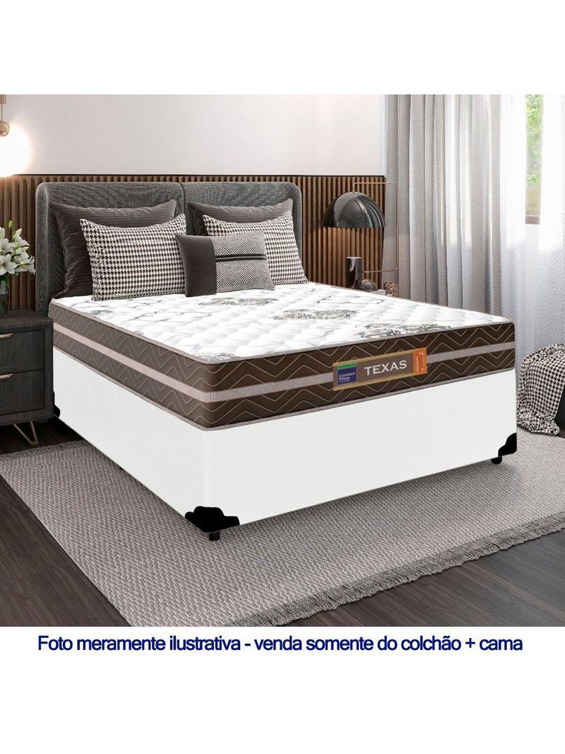 Cama Box Casal Sintético + Colchão Molas Ensacadas Texas Colchões 138x188x64cm Branco