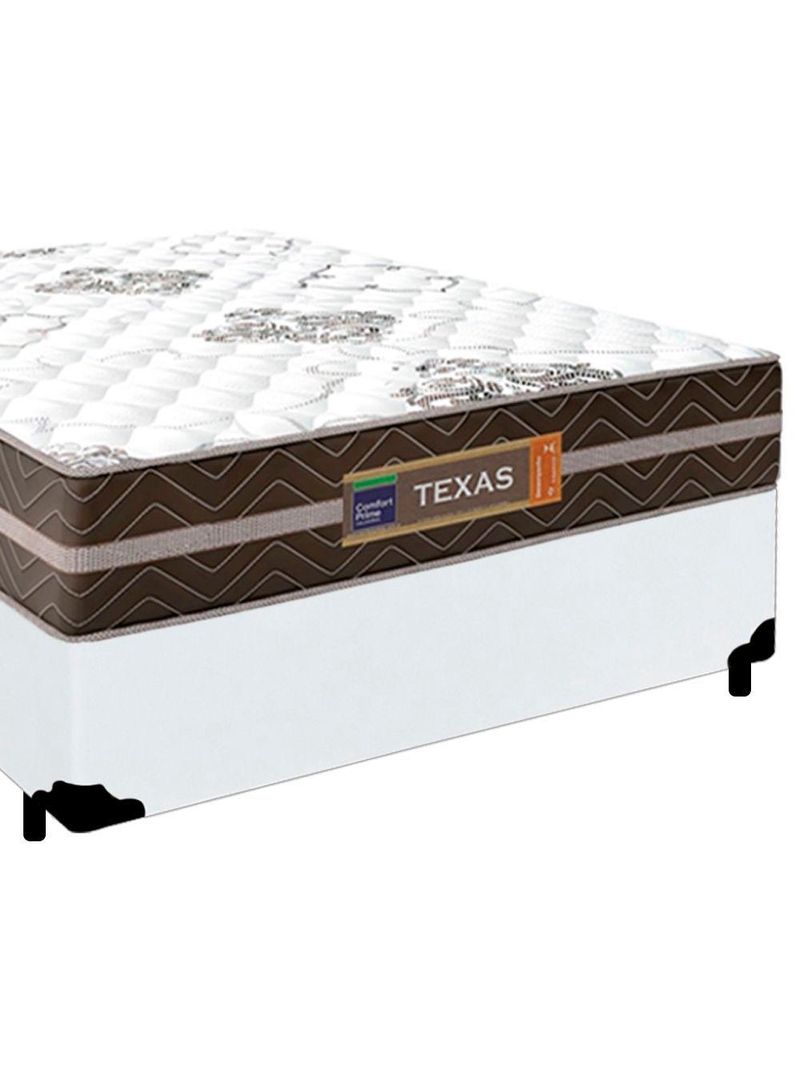 Cama Box Casal Sintético + Colchão Molas Ensacadas Texas Colchões 138x188x64cm Branco