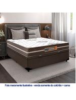 Cama Box Baú Casal Sintético + Colchão Molas Ensacadas Texas Colchões 138cm Marrom - Suporta Até 120 Kg Por Pessoa