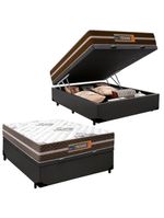 Cama Box Baú Casal Sintético + Colchão Molas Ensacadas Texas Colchões 138x188x67cm Cor:cinza