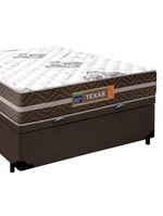 Cama Box Baú Casal Sintético + Colchão Molas Ensacadas Texas Colchões 138cm Marrom - Suporta Até 120 Kg Por Pessoa