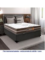 Cama Box Baú Casal Sintético + Colchão Molas Ensacadas Texas Colchões 138x188x67cm Cor:cinza