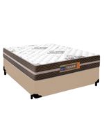 Cama Box Casal Sintético + Colchão Molas Ensacadas Texas Colchões 138x188x64cm Bege