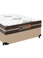 Cama Box Casal Sintético + Colchão Molas Ensacadas Texas Colchões 138x188x64cm Bege