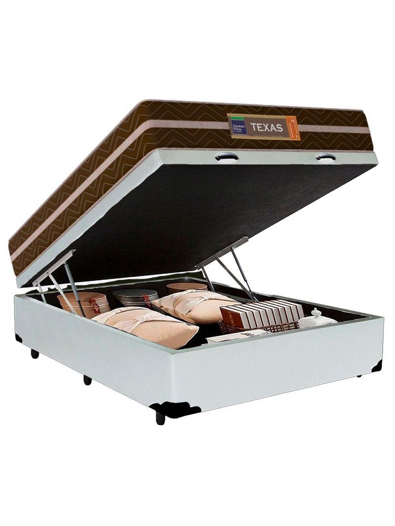 Cama Box Baú Casal Sintético Colchão Molas Ensacadas Colchões 138cm Suporta Até 120 Kg Por Pessoa br