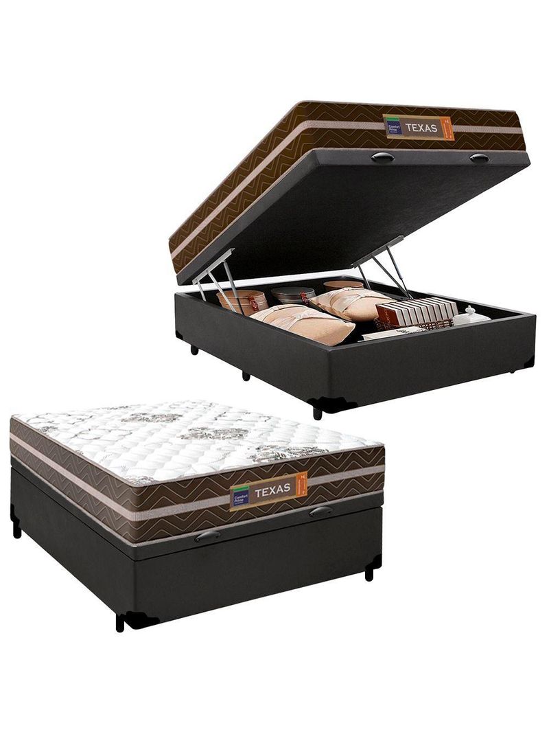 Cama Box Baú Casal Sintético Colchão Molas Ensacadas Colchões 138cm Suporta Até 120 Kg Por Pessoa ci