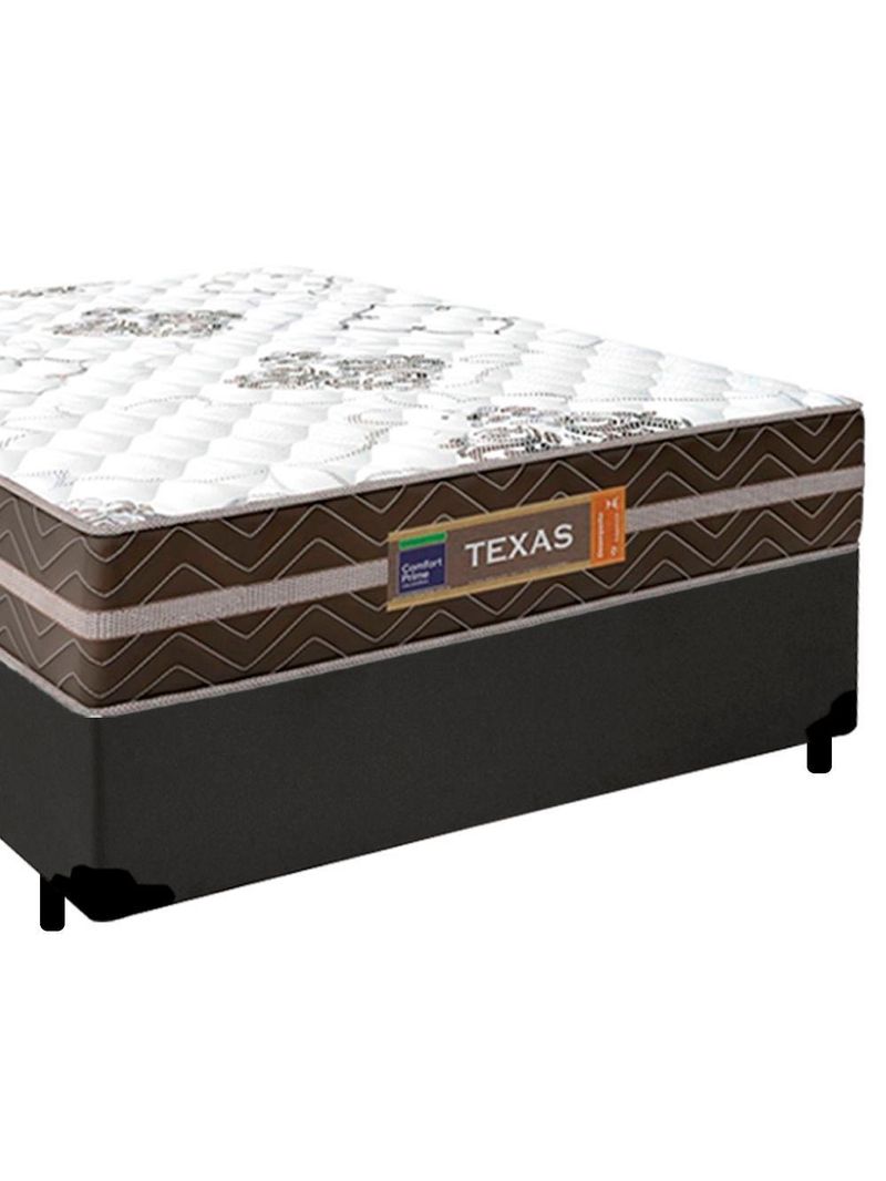Cama Box Casal Sintético + Colchão Molas Ensacadas Texas Colchões 138x188x64cm Cor:cinza
