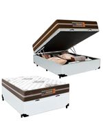 Cama Box Baú Casal Sintético Colchão Molas Ensacadas 138cm Branco Suporta Até 120 Kg Por Pessoa