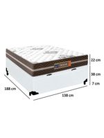Cama Box Baú Casal Sintético Colchão Molas Ensacadas 138cm Branco Suporta Até 120 Kg Por Pessoa