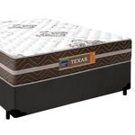 Cama Box Casal Sintético + Colchão Molas Ensacadas Texas Colchões 138cm Cinza - Suporta Até 120 Kg Por Pessoa