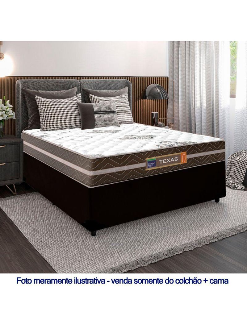 Cama Box Casal Sintético + Colchão Molas Ensacadas Texas Colchões 138x188x64cm Preto