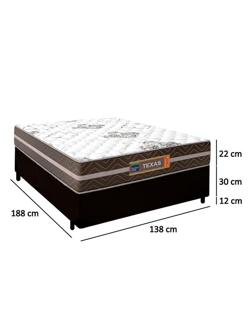 Cama Box Casal Sintético + Colchão Molas Ensacadas Texas Colchões 138x188x64cm Preto