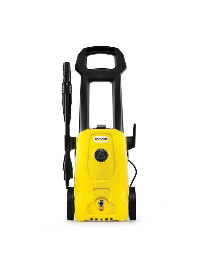 Lavadora de alta pressão karcher wash jet 1500psi 1400w aplicador de detergente porta acessórios integrado amarela e preta